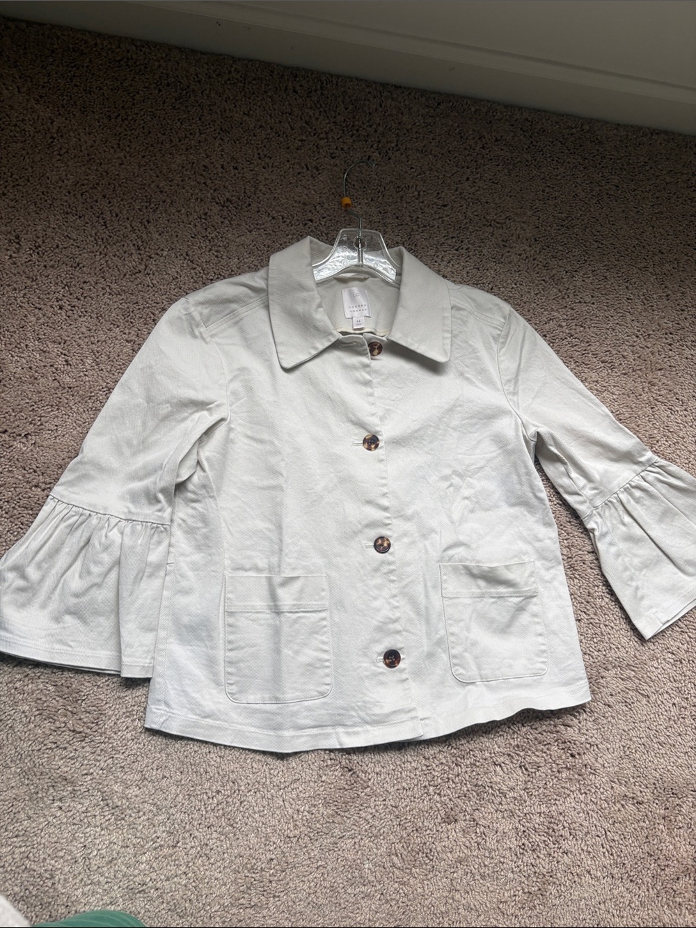 LC Lauren Conrad Light Gray Bell-Sleeve Jacket